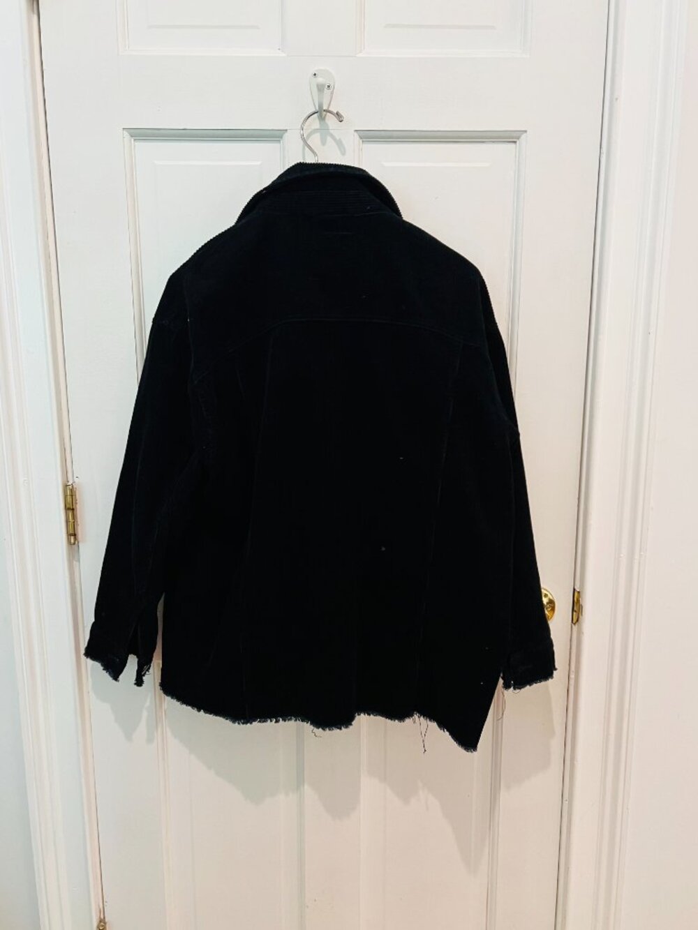 black corduroy jacket is from Zara and features a frayed hem Size Small - Picture 12 of 16